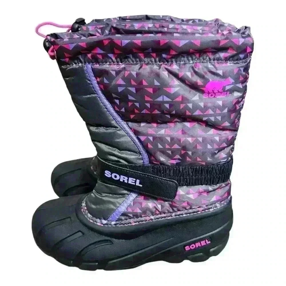 Sorel Women Snow Boots Flurry‎ Print Pink/Purple Liner Size 6